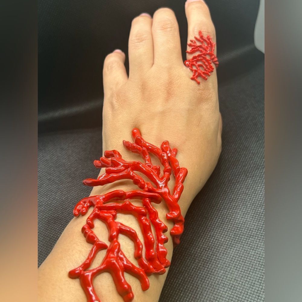Zara Miro’s Coral Abstraction Bracelet and Ring Set-Bold And Unique - Picture 12 of 13